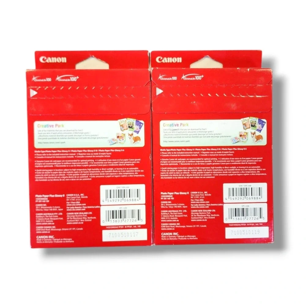 Canon Photo Paper Plus Glossy‎ II 4 x 6 Inkjet Printer Paper 2 x 100 sheets New